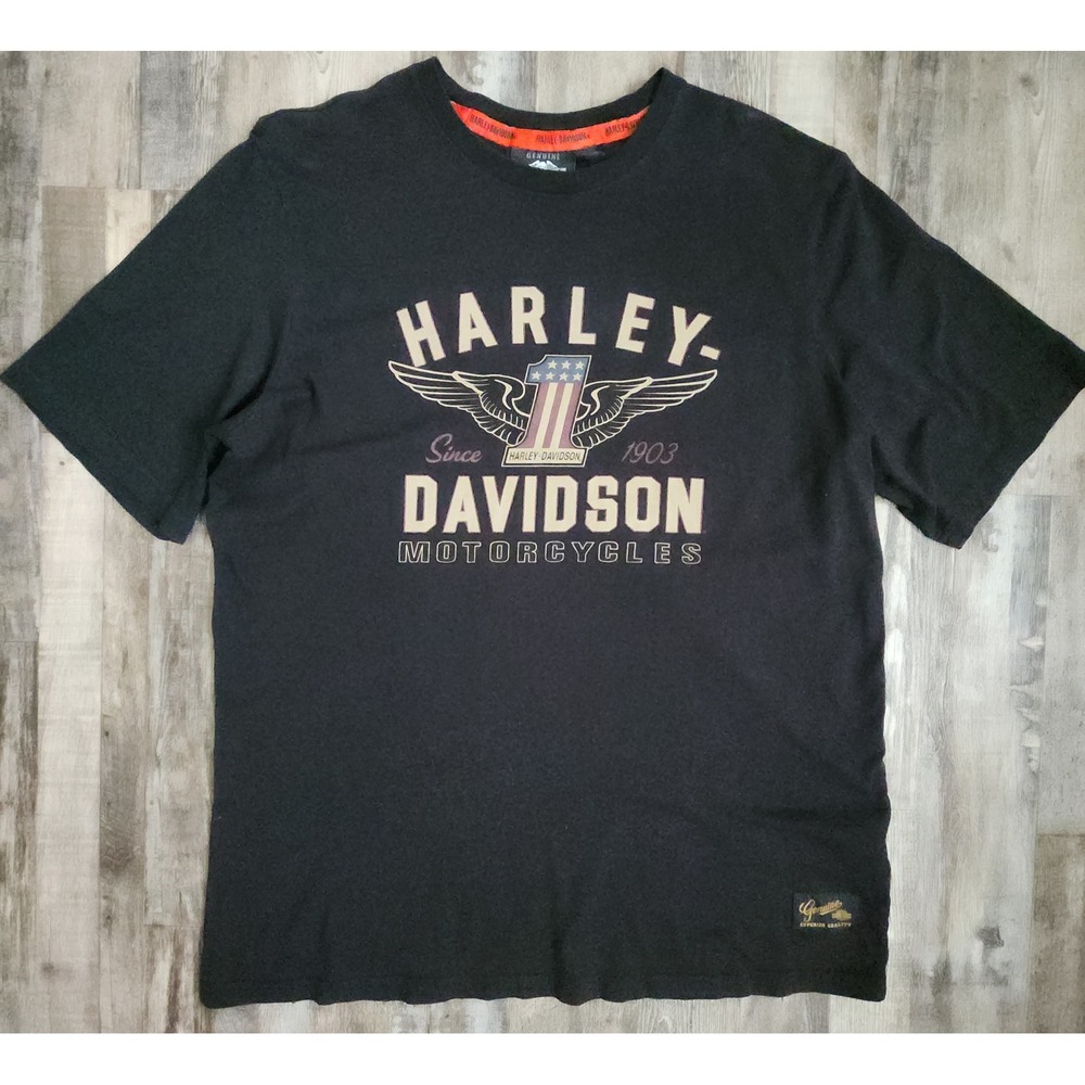 Harley-Davidson Graphic T-Shirt Mens Large Eagle Black Short Sleeve 1 Logo USA